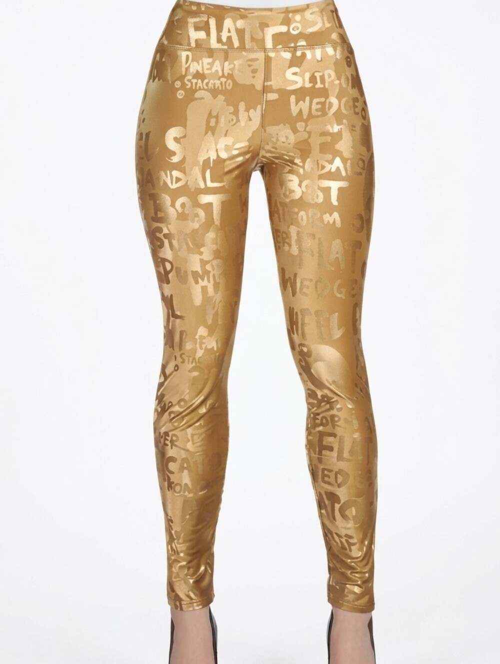 Tricotto Gold Graffiti Print Leggings NWOT Size 8
